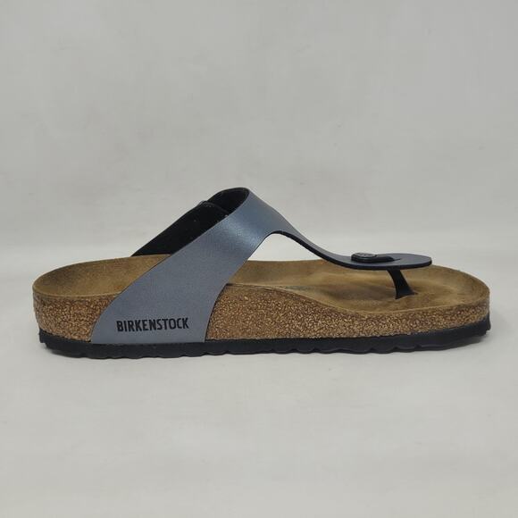 Birkenstock Gizeh Sandals EU40 US9 Gray Metallic Thong Comfort Cozy Slip On - Picture 8 of 11